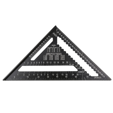 12 Inch Rafter Square Aluminum Alloy Metric Triangle Ruler Double Scale Triangle Protractor Layout Gauge High Precision Easy-Read Layout Tool Woodworking Square For Building Framing