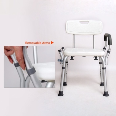 Shower Bench with Arms and Removable Back Adjustable Shower Chair Tool-Free Assembly Bath Seat Shower Tub Stool for Elderly