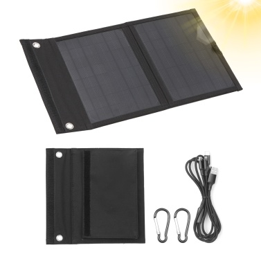 KKmoon 6-fold 60W Solar Panel Folding Bag Dual USB+DC Output Solar Charger Portable Foldable Solar Charging Device Outdoor Portable Power Supply for Outdoor Hiking Climbing Camping Picnic