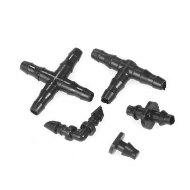 KKmoon 250 Pieces Irrigation Fitting Kit Drip Irrigation Barbed Connectors Compatible with 1/4 Inch Water Hose Connectors for Garden Lawn Drip Systems(30 4-Way Coupling, 30 Elbows, 90 Straight Barbs, 30 End Plug, 70 Tees)