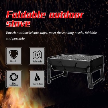 Thickened BBQ Portable Barbecue Oven Folding Home Grill Outdoor Black Steel Furnaces Outdoor Gift Compact Grill Cooker