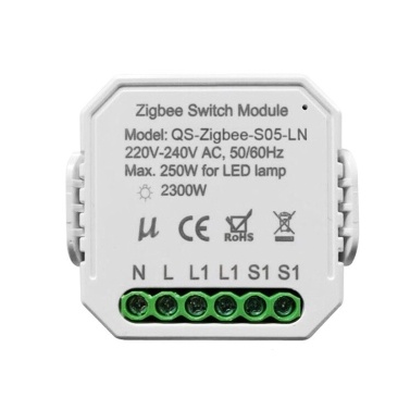 QS-ZIGBEE-SO5-LN Tuya ZigBee One Gang Intelligent Dimmer Switch Module Switch Modification Module Intelligent Home DIY Tool APP/Voice Control Compatible with Alexa Google Home