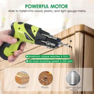 48-Piece 3.6V Rechargeable Cordless Screwdriver Kit 1/4 Inch Drive 6N.m Power Screwdriver Set with Extension Screwdriver Bits Sockets LED Light Two-position Handle Carrying Case