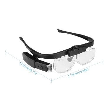 KKmoon 4.5X Magnifying Headset with LED Light Magnifying Glass Head Mounted Jewelry Loupe Magnifier with Multiple Lens 2 LED Lights for Crafting Clock Watch Electronics Repair Hobby Tool