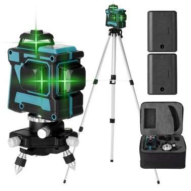 KKmoon Multifunctional Self-leveling 3D 12 Lines Laser Level Tool Vertical Horizontal Lines with 1.5M 3 Heights Adjustable Alloy Extension Bar Tripod Stand