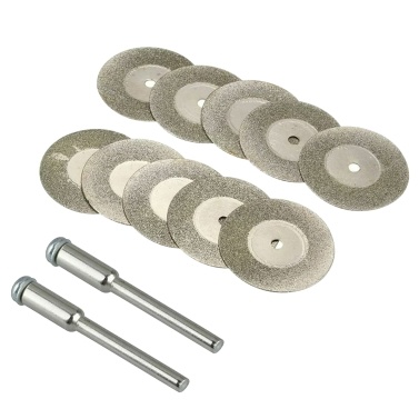 10pcs Diamond Cutting Wheel Sawing Bladings with 2 Connection Shanks 16mm/0.63in Cut-off Cutter Discs for Dremel Rotary Tool