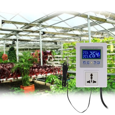 AC110-240V 10A LCD Digital Intelligent Pre-wired Temperature Controller Outlet with Sensor Thermostat Heating Cooling Control Switch