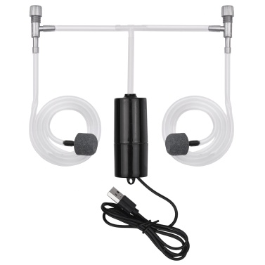 Aquarium USB Air Pump Small Oxygen Pump with 2 Air Stone Tubing Hanging Buckle for Fish Tank Outdoor Fishing