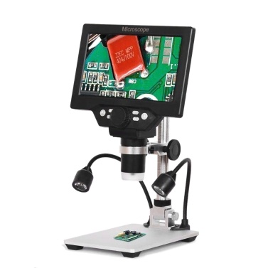 G1200 Digital Microscope 7 Inch Large Color Screen Large Base LCD Display 12MP 1-1200X Continuous Amplification Magnifier With Aluminum Alloy Stand with Two Fill Lights