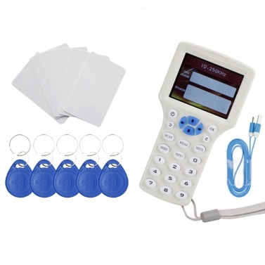 English Human Voice Prompt Portable Intelligent 3.2 Inch LCD Display Screen Radio Frequency Identification Devices Reader Writer Copier Duplicator for 125Khz 13.56MHz Cards  Access Control Cards Intel