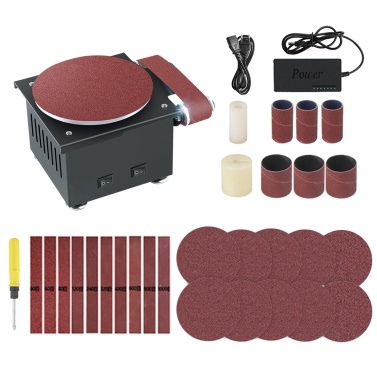 Mini Bench Belt and Disc Sander Sanding Roller Electric Edge Sharpener 7 Variable Speed 10 Sanding Discs/ Belts DIY Benchtop Sanding Polishing Grinding Machine for Wood Metal Acrylic