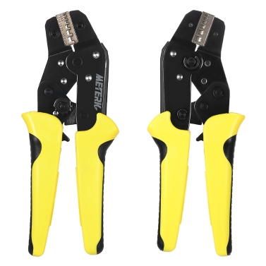 Meterk Professional Wire Crimper Engineering Ratchet Terminal Crimping Pliers JX-02C 0.25-2.5mm2 Insulated Terminals Or Color Code Nests AWG24-14