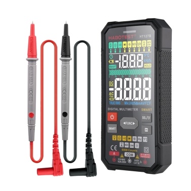 HABOTEST HT127A Smart Digital Multimeter 3.1-inch LCD TN Display 6000 Counts Universal Meter Auto Range True RMS Mini Multi-functional Meter NCV Tester 600V Voltmeter 6A Ammeter 60MΩ Ohmmeter 60mF Cap