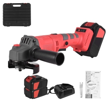 Battery-operated Electric Angle Grinder Tool Kit Portable Lithium Battery Brushless Grinder Machine Rechargeable 21V Cordless Handheld Lithium Grinder Tool 9000RPM 3-Speed Adjustment Li-ion Battery & 