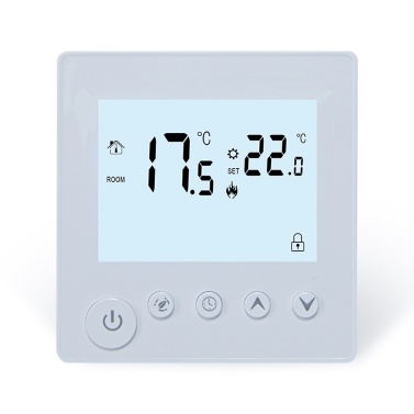 Temperature Controller LCD Backlight Display Week Time Indoor Temperature Display Target Temperature Setting Manual Timing Energy Saving Modes