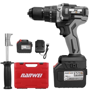 21V Cordless Drill Driver Batteries Max Torque 200N.m  20+3 Position 0-2150RMP Variable Speed Impact Hammer Drill Screwdriver With PlasticTool Box