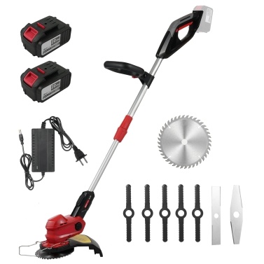 Electric Weed Wacker Cordless 21V Weed Eater Battery Powered with Powerful Brushless Motor with Adjustable Length and 4 Types Blades Grass Trimmer for Garden Clearing Weeds Flower