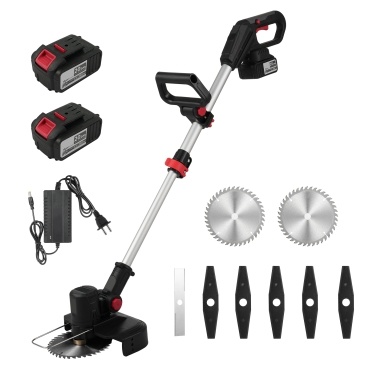 21V Brushless Grass Trimmer Electric Weed Trimmer Lawn Tool with Power Display Screen for Garden and Yard (with 2 Batteries)