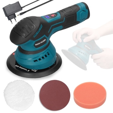 6inch Cordless Eccentric Car Polisher 8 Gears of Speeds Adjustable Electric Auto Polishing Machine Multifunctional Metal Waxing Wood Grinding Rust Removal Machine