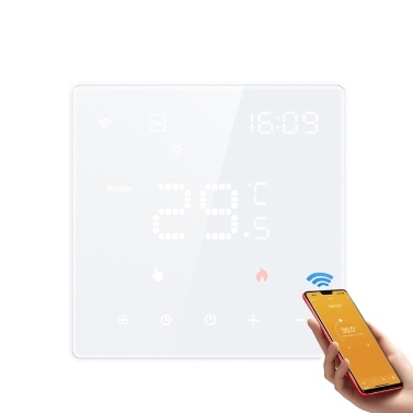 Tuya Wifi Digital Display Intelligent Temperature Controller 16A Electric Heating Thermostat with Touching Screen Temperature Control Panel Compatible with Amazon Alexa and Google Home