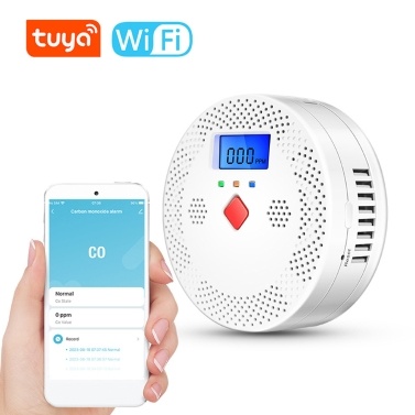 Tuya Wifi Portable Electrochemical Sensor CO Tester LCD Screen Carbon Monoxide Detector with Sound Lihgt Alarm and Low Battery Reminder Function