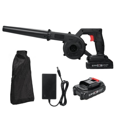 2-in-1 21V Handheld Electric Blower and Vacuum Cleaner Electric Leaf Blower Leaf Blower with Battery and Charger Car Drying Blower Leaf Vacuum Lightweight Mini Blower for Lawn Care/Dust/Pet Hair