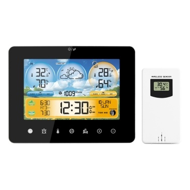 Weather Station Indoor Outdoor Thermometer with Remote Sensors and Touch Color Screen Weather Thermometer Forecast Station with Sunrise Sunset Time and Tide Level