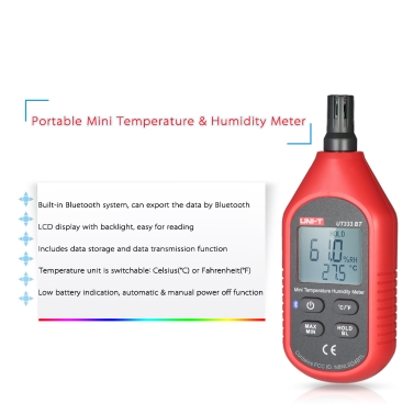 UNI-T UT333BT °C/°F Portable Mini Temperature and Humidity Meter LCD Digital Thermo-Hygrometer Psychrometer Tester
