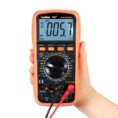 RuoShui 19999 Counts Digital Multimeter True RMS Multi-functional Multi Meter DMM Measuring DC/AC Voltage Current Resistance Diode Capacitance Tester hFE Measurement Frequency Continuity Test Square Wave Output Backlight LCD Display