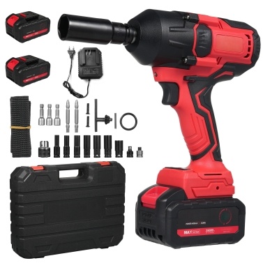 Cordless Impact Wrench 600N.m High Torque Brushless Motor 2100RPM 5.0Ah Li-ion Battery with Charger 7Pcs Impact Sockets Electric Impact Driver for Car Home