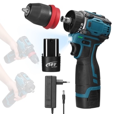 18V 2in1 Lithium Drill Electric Screwdriver Multi-function Power Tool 45Nm Torque Brushless Motor Practical Screw Driver for Home Appliances Furniture Installation Automotive Electronics Repairing