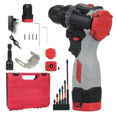 Hammer Drill 16.8V Brushless Power Drill Set Rechargeable Drill with Battery and Charger 45N.M Torque 2-Variable Speed Household Power Tools Drill Set