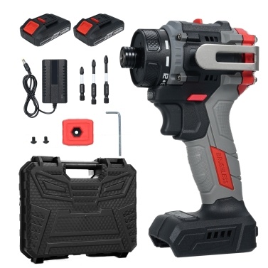 21V Electric Screwdriver 2-in-1 Impact Driver + Hammer Brushless Rechargeable Power Screwdriver 1/4'' Hex Chuck Power Impact Drill with 2pcs 2.0Ah Battery 0-1600RPM Variable Speed