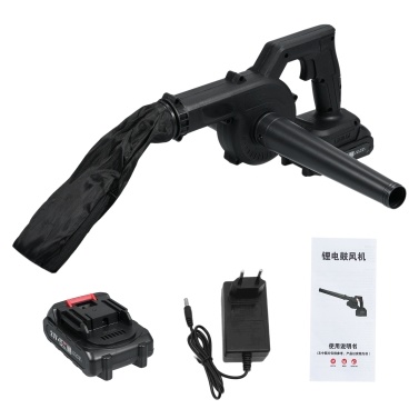 2-in-1 Electric Blower and Vacuum Cleaner, 21V Handheld Leaf Blower with 2Pcs Battery and Charger, Battery Powered Leaf Vacuum for Lawn Care, Snow Removal, Leaves, Yard & Garden Cleanup