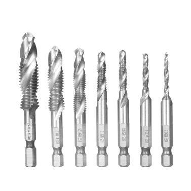 7 Pcs Combination Drill and Tap Set Metric Thread HSS M3-M12 Screw Tapping bit Tool Quick Change 1/4in Hex Shank