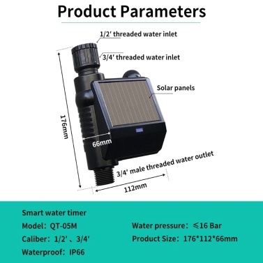 KKmoon Indoor / Outdoor Intelligent Water Management System Smart Water Valve Solar-Powered Automatic Watering System Smart Water Timer Self Watering Device Irrigation Controller for Yard Lawn Garden