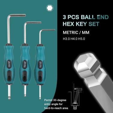 Allen Wrench Set Torx Wrench and Long Arm Ball End Hex Wrench Set Chrome Vanadium Steel Industrial Grade Metric L-Key Set with TPU Handle for Excellent Grip