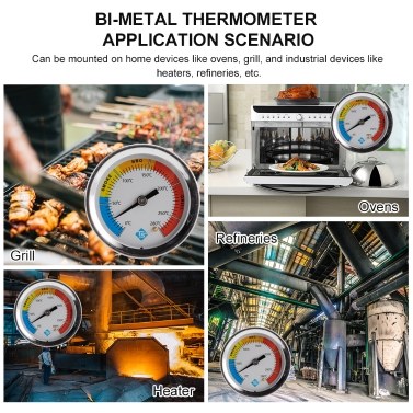 KKmoon Stainless Steel Thermometer Bi-Metal Thermometer Dial Thermometer 0~280℃ for Grill Barbecue Smoker Oven