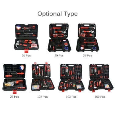 KKmoon 10 Piece Home Repair Tool Kit General Household Hand Tool Set with Solid Carrying Tool Box for Home Apartment Garage Dorm Office