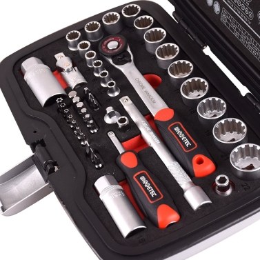3/8 Inch 45 PCS Multi-function Spark Plugs Socket Bits Tool Set 72 Tooth Flat Heads Ratchet Wrench Auto Inspection Repairing Tool High-precision Multipurpose Practical Tool Set