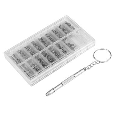 Eyeglasses Repairing Kit Set Assorted Storage Box Design 1000PCS Screws and Pads with Micro Screwdriver for Watch Clock Spectacle Eyewear Repairing Portable