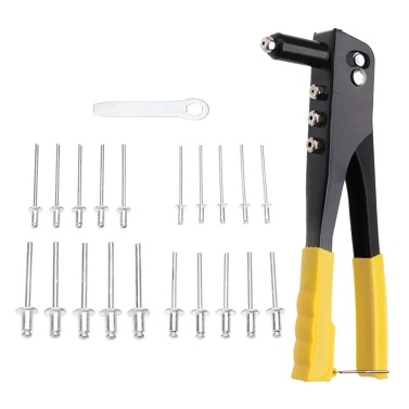 200Pcs Heavy Duty Riveter Set Hand 2.4/3.2/4.0/4.8mm Rivet G-un Kit Set Aluminum Rivets Assortment Tool for P-lastic Metal Leather Vehicle