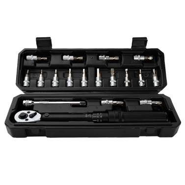 WISRETEC 2-20Nm 1/4 Inch 18PCS Dual Scable Torque Wrench Set Preset Torque Wrench Bits Set Adjustable Torque Wrench for Household Bicycle Car Repairing with Storage Box