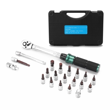 2-24N.m 1/4 Inch Drive 21 PCS Preset Torque Wrench Bits Set Quick Release Mini Portable Adjustable Torque Wrench Household Bicycle Car Auto Repairs with Storage Box