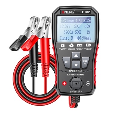 ANENG BT82 Car Battery Tester, 12V 24V Car Battery Analyzer, Battery Start Capability Tester, Start System Load Tester, Run Maximum Load Tester, Charging System Tester with Clear LCD Display, Portable