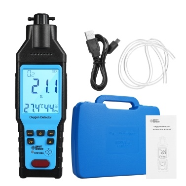 SMART SENSOR Oxygen Gas Detector Digital Portable Handheld O₂ Gas Tester Rechargeable Precision Oxygen Meter O₂ Concentration Measurement Tester Device for Climbing Tunnel Laboratory and Industry