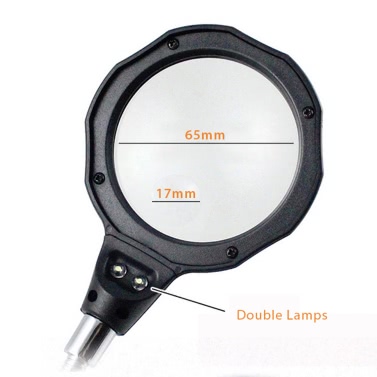 Tabletop Gooseneck 3.5x 12X Helping Hand Alligator Clip LED Magnifying Lamp Soldering Iron Jewelry Stand Lens Desk Adjustable Light Black