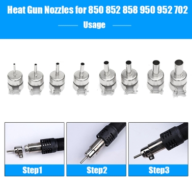 10pcs Hot Air Generator Nozzles Heat Air Machine Solder Set Hot Air Soldering Station 3/4/5/6/7/8/10/12mm for 850 852 858 950 952 702