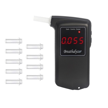 Professional Breathalyzer Portable Digital Breath Alcohol Tester Alcohol Tester Meter with 10pcs Transparent Mouthpieces Alcohol Tester Meter Analyzer Detector AT-858