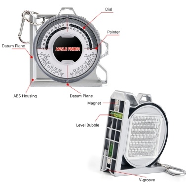 KKmoon Magnetic Angle Finder Locator Mini Inclinometer Measurement Tool Protractor Tilt Level Meter Dual Level Bubble Back Comparison Table